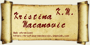 Kristina Macanović vizit kartica